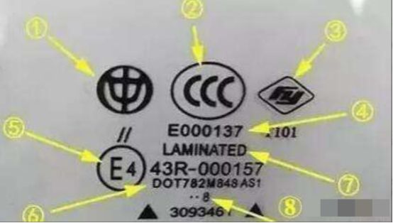 汽车玻璃的标志-有驾